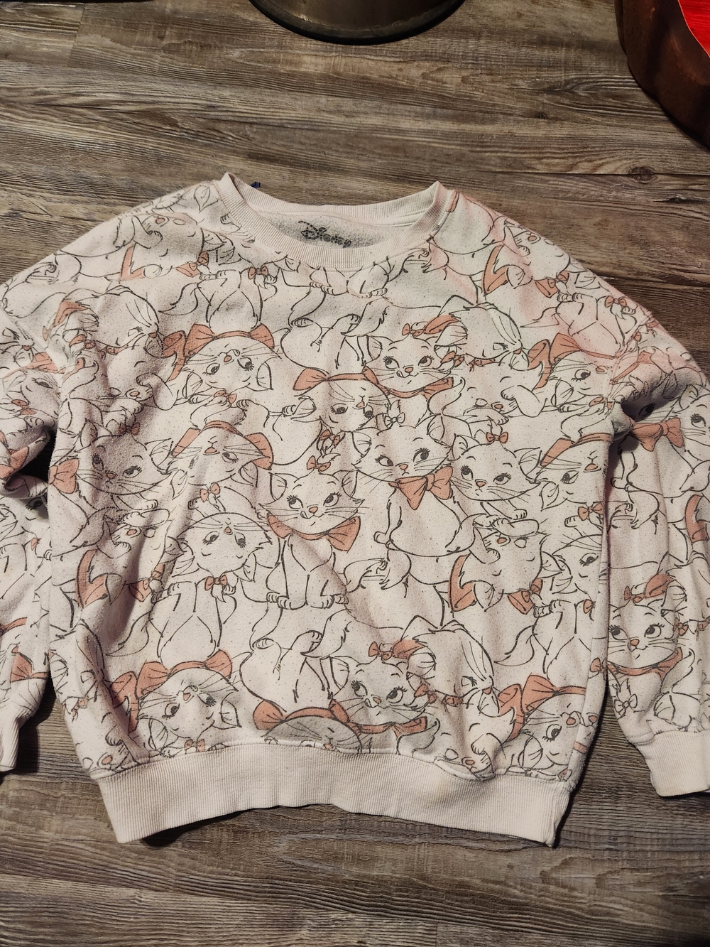 Disney Cream and Pink Marie All-Over Print Crewneck Sweatshirt